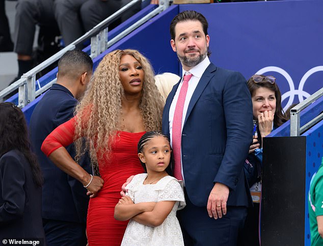 Ohanian enjoys the Paris 2024 Olympic Games with his wife Serena Williams and their two children; the family is pictured at the opening ceremony on July 26