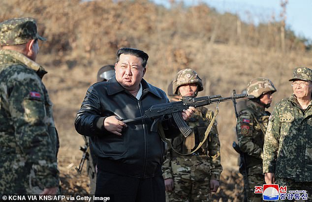 Kim Jong Un inspects a key operational training base at an undisclosed location in March