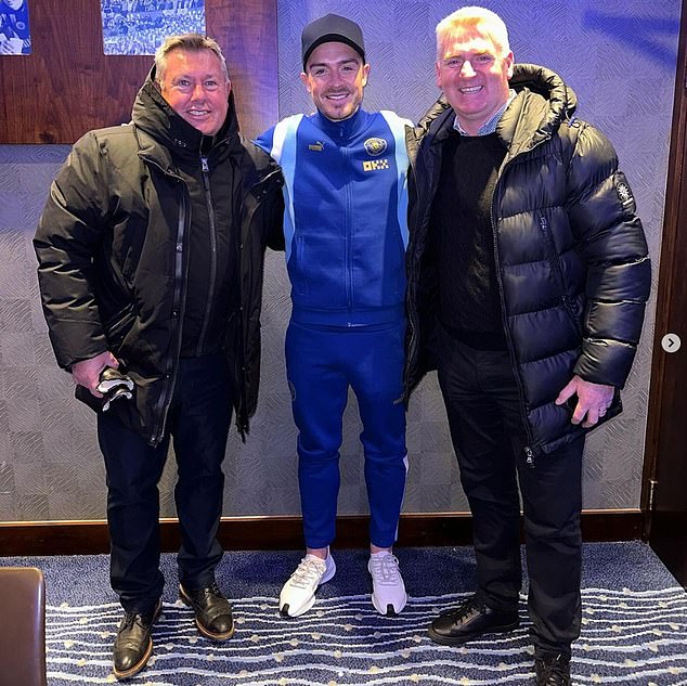 The former Aston Villa star also added a photo of himself with Shakespeare (left) and Dean Smith (right)