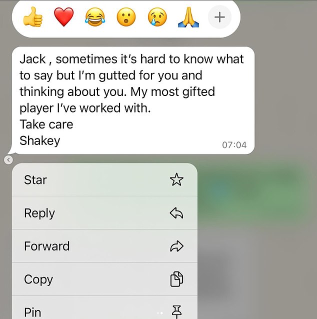 Grealish also posted a screenshot of Shakespeare's text, in which he attempted to console the Man City star for not being selected by Gareth Southgate this summer