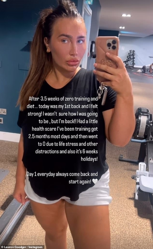 It comes as Lauren shared a gym update with her Instagram followers earlier this week after taking a three-and-a-half week break from her fitness regime