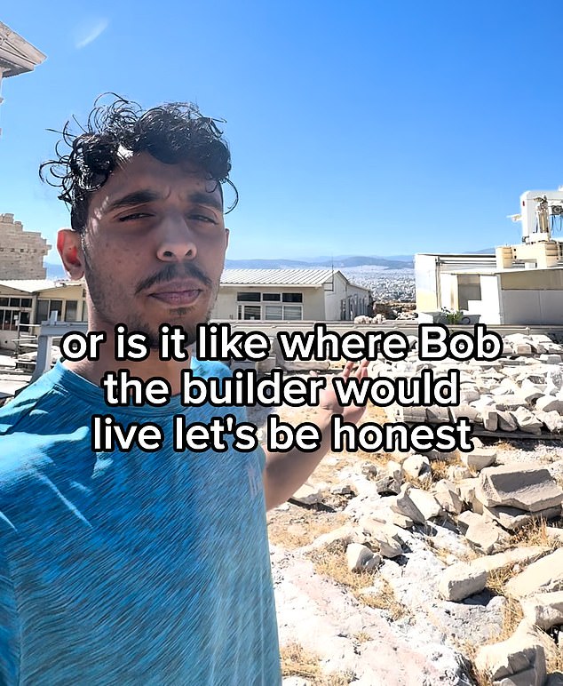 The TikTokker said 'this is where Bob the Builder would live' while pointing to the construction containers on the Acropolis