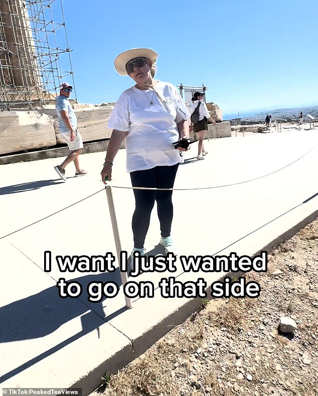 During his visit, an irate staff member ordered the man to leave the restricted area after he stepped over the rope to get closer to the temples that are currently undergoing restoration.