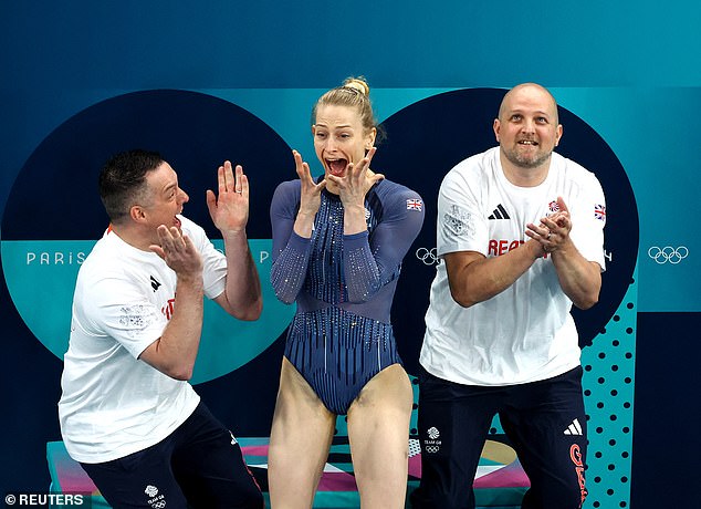 After the result was confirmed, Page cried and jumped for joy as she completed her medal set