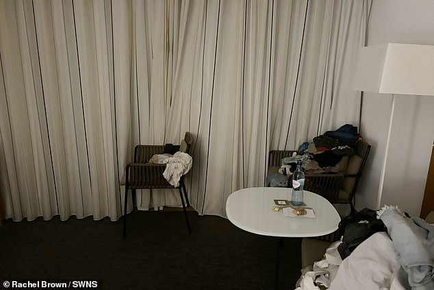 Rachel had to fight the man out of the room (pictured) at the five-star hotel in Vilamoura