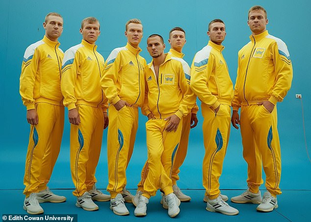 Men were featured in images five times more often than women, while several teams – including Ukraine (pictured) and Turkey – were all-male