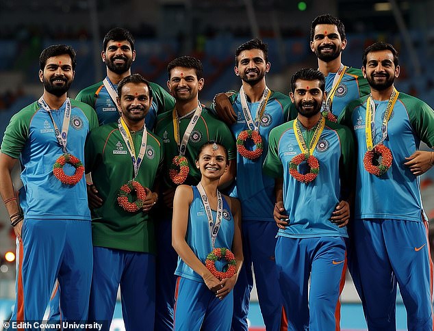 There was a clear religious bias among the Indian team, who were all pictured wearing a bindi - a religious symbol primarily associated with Hinduism