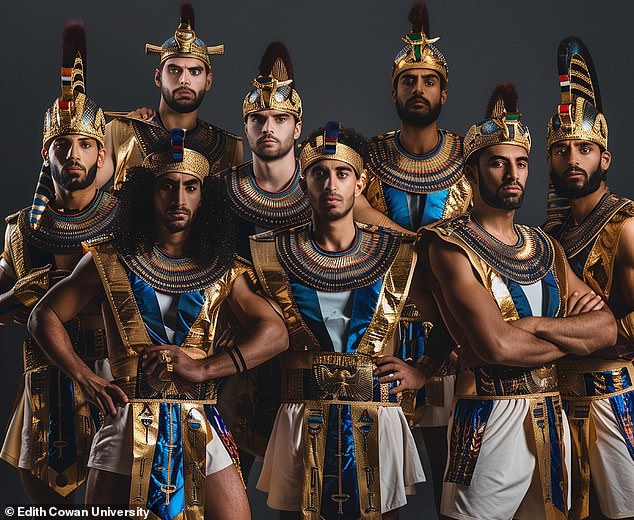 The Egyptian team was shown in what looked like a pharaoh costume