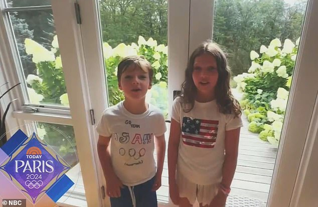 Savannah's children, Charley and Vale, recorded their message while standing in front of glass doors leading to a garden