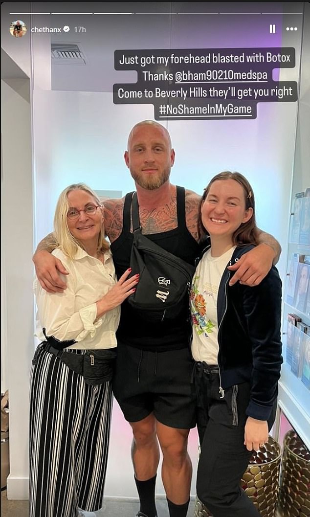 His latest photo comes just days after he shared a photo of himself with two female aestheticians at Beverly Hills Aesthetic Medics