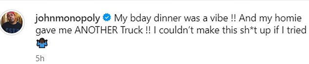 John, who is from Chicago, wrote on social media that his birthday celebration was 