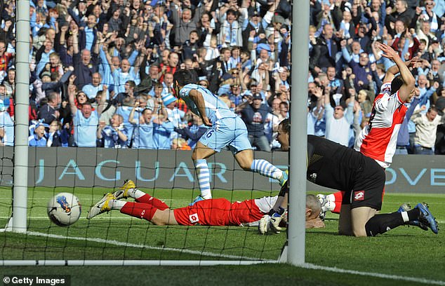 Sergio Agüero scored 260 goals for the club, but none were more important than this one against QPR, which secured the Premier League title