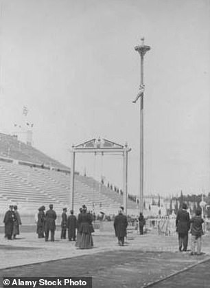 Rope climbing during event 1896 Summer Olympics