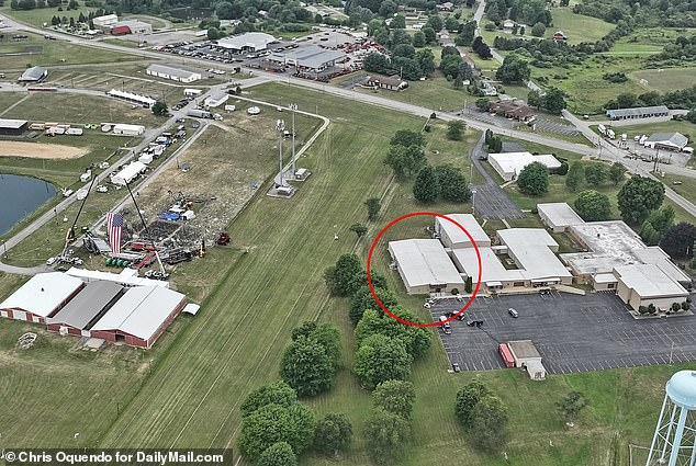 The roof from where the shooter fired at the stage, just 135 meters away