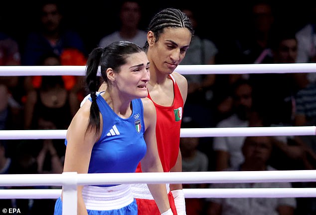 Italy's Angela Carini (left) withdrew from her fight against Khelif after just 46 seconds