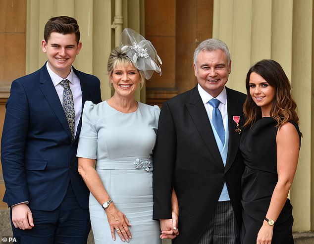 Ruth and Eamonn, who married in 2010, have one son together, Jack, 22 (left). Eamonn also has three children from a previous marriage, Declan, 35, Rebecca, 32, (right) and Niall, 30 (pictured 2018)