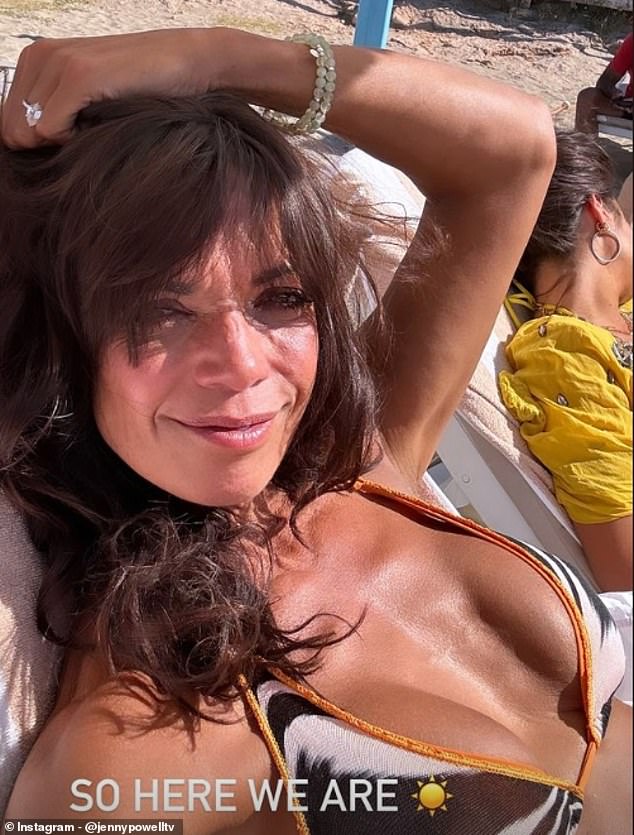 The No Limits presenter shared a photo of herself on her Instagram stories while lying on a sunbed, one hand brushing her messy hair out of her face