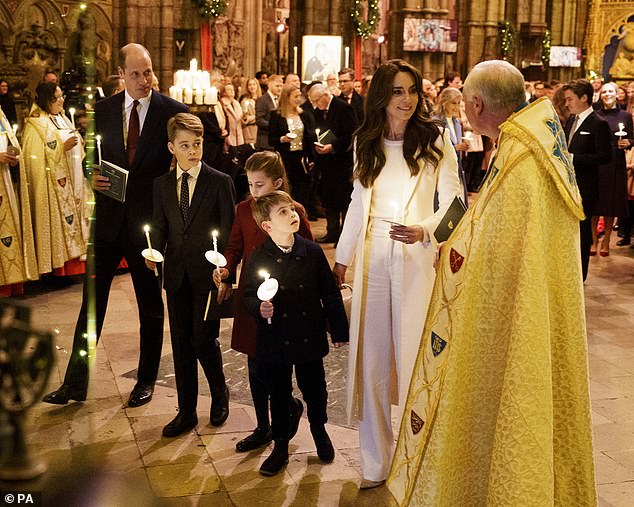 The Waleses attended a Christmas carol service at Westminster Abbey last December