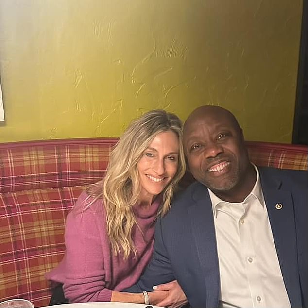 Senator Tim Scott with Mindy Noce in a photo posted to Scott's Facebook profile on February 15, 2024 with the caption 