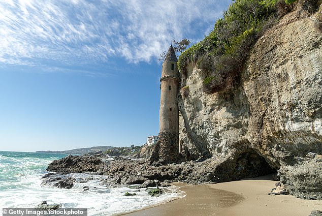 The woman who shouted profanities as she tried to tie off the sand in front of her home in Victoria Beach, Laguna Beach