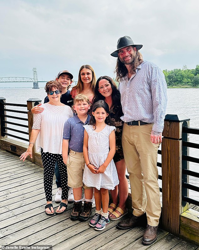 The Teen Mom star's wife was charged with one count of child abuse and one count of abuse by strangulation (Eason is pictured on the far right)