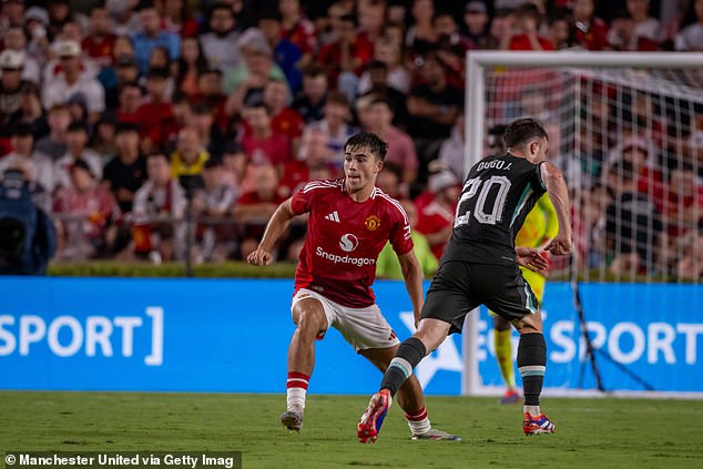 Harry Amass (left) had another solid game at left back for Erik ten Hag's Man United