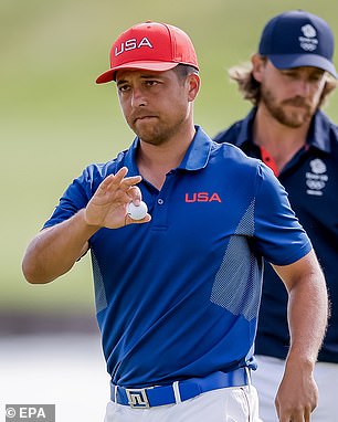 Schauffele (pictured), the reigning Olympic champion, ended his day with -3