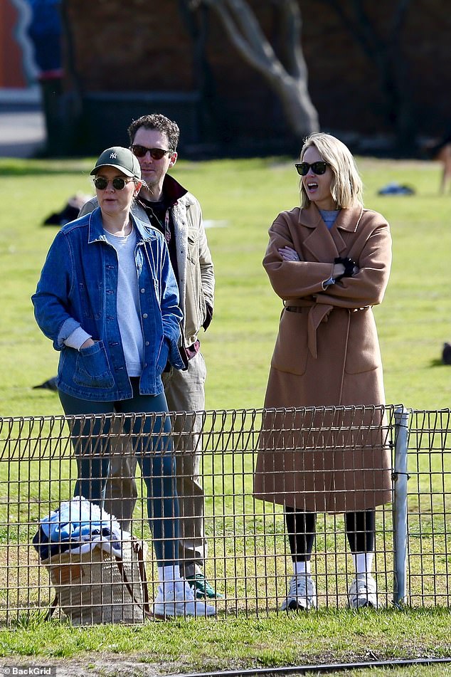 Peter arrived at the family outing dressed in a pale denim jacket with a wool shirt and matching chinos