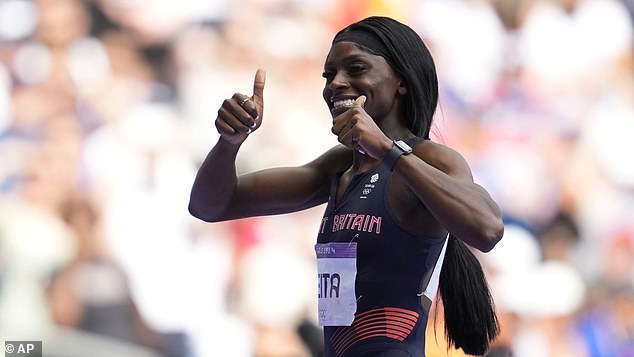 100m finalist Daryll Neita (pictured) led a trio of Britons into the semi-finals of the 200m