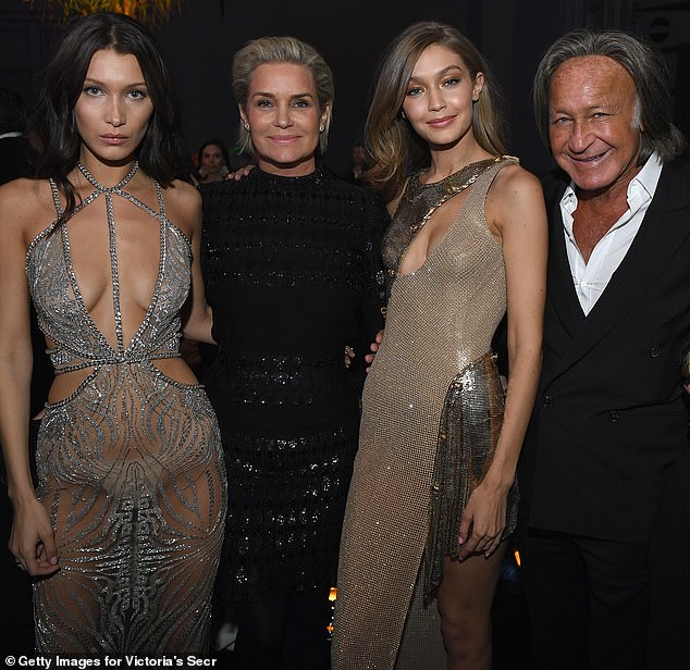 Mohamed is pictured with his second wife Yolanda Hadid and their two daughters Bella (left) and Gigi (right)