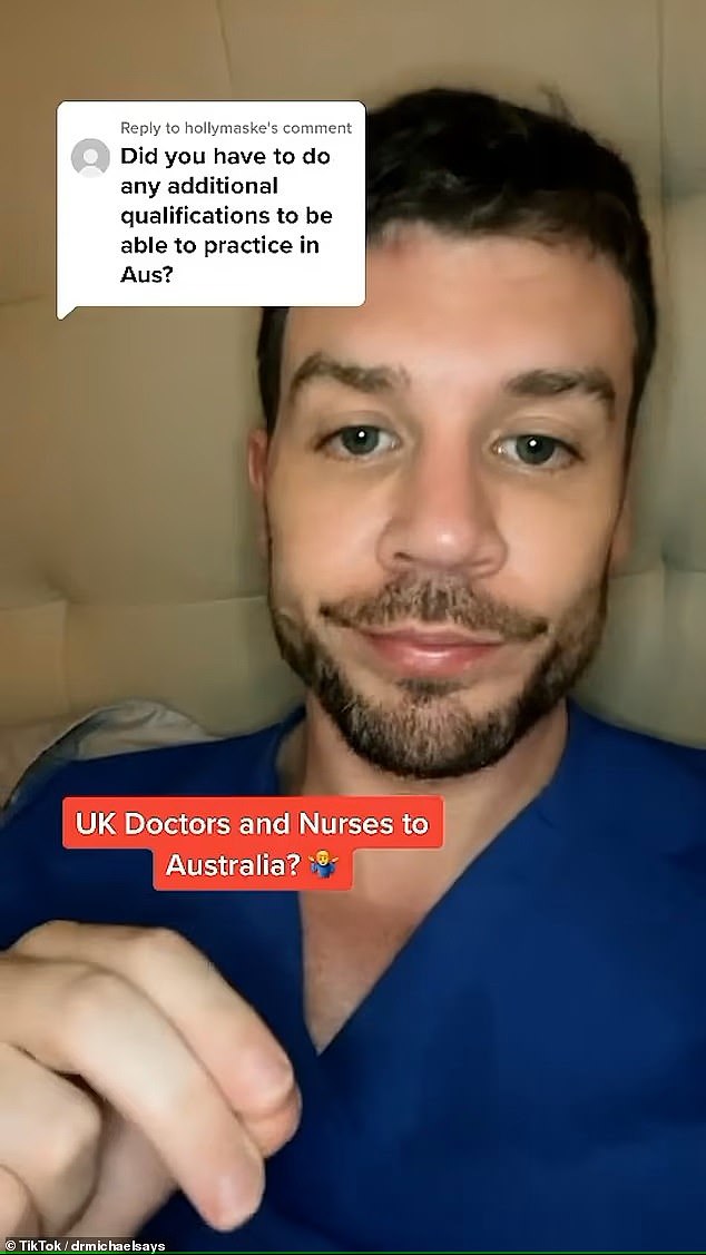 Scottish TikTok star Dr Michael Mrozisnki has been living in Australia for a few years and regularly encourages more British doctors to join him