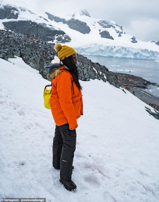 During her journey Jessica visited 89 countries on her own, including Iraq, Sudan and Iran. Pictured above in Antarctica