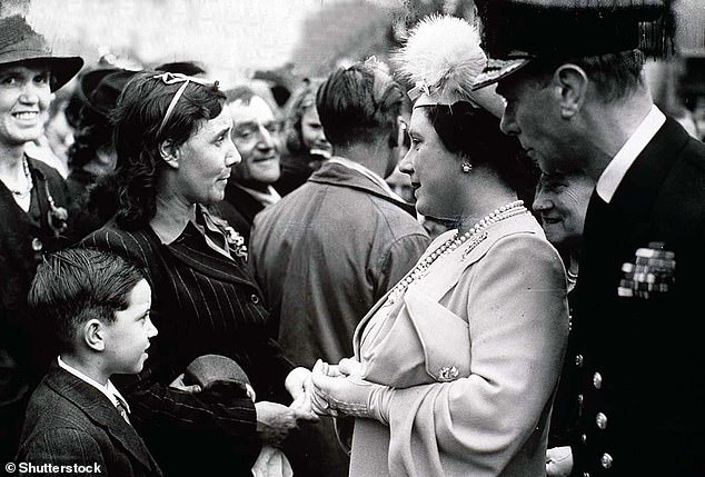 During World War II, Adolf Hitler said the Queen Mother was the most dangerous woman in Europe. Above: The royal couple speaks to war-weary Britons in 1945