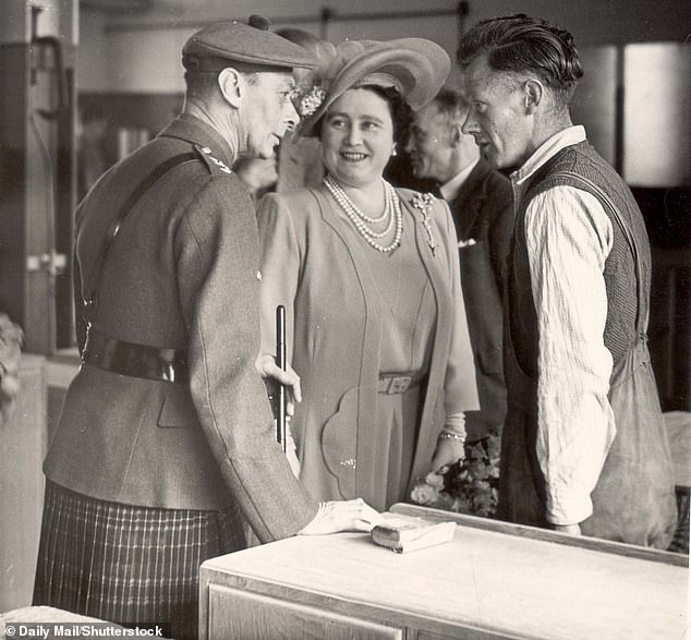 The Queen Mother looks at her 'beloved Bertie' during a visit to the Lord Roberts Memorial Centre in Inverness in 1948