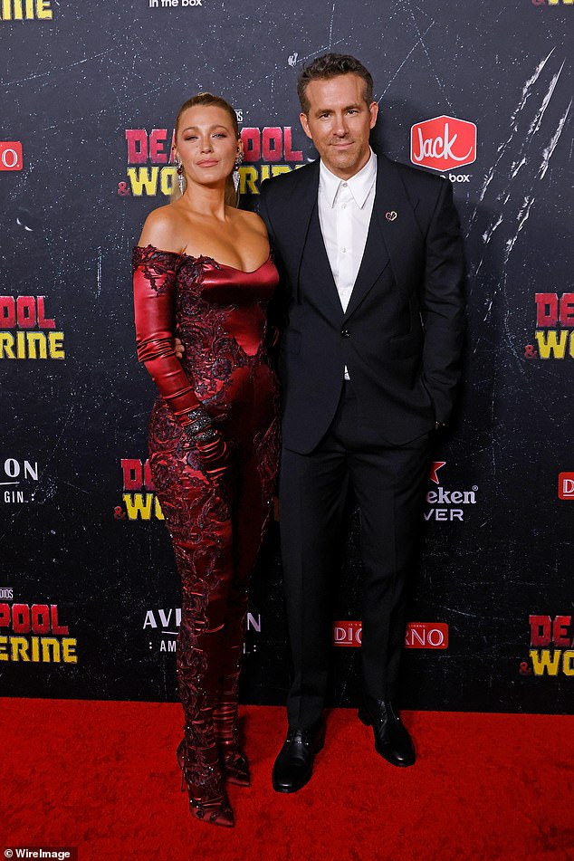 Lively and her husband Ryan Reynolds were photographed at the Deadpool premiere in New York on July 22.