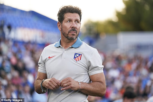 Atletico held off competition from several clubs, including Tottenham, for the 24-year-old. Pictured: Manager Diego Simeone