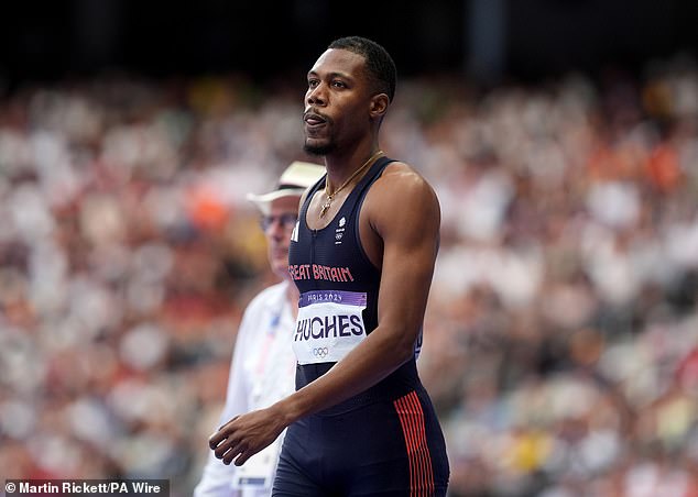 Team GB's Zharnel Hughes disappeared from view after finishing sixth in the third semi-final