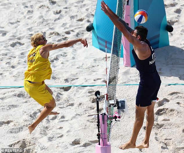 Sweden's David Ahman in action against Italy's Paolo Nicolai are pictured during a men's match last week