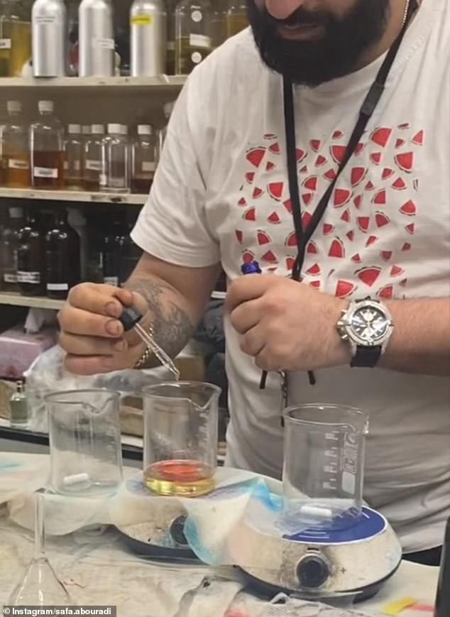 Ali Jalloul of Jalu Fragrances mixes perfume to order in the back of a Rockdale supermarket