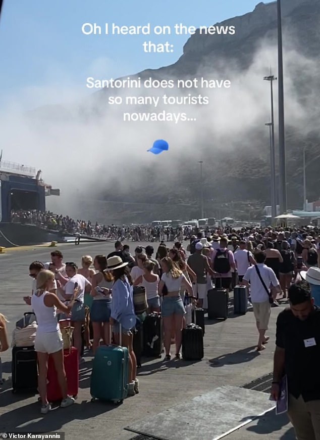 Every year large crowds of people come to the island, making life hard for the locals of Santorini