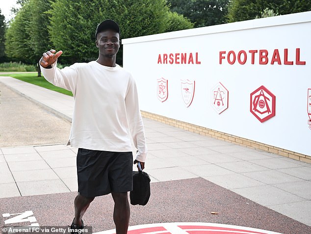 Declan Rice and Bukayo Saka were seen reporting for duty at Arsenal's London Colney base