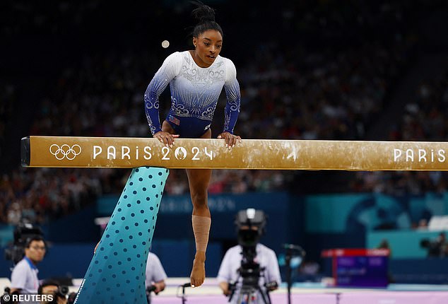 She managed to climb back onto the box and complete her routine, but the mistake left Biles without a medal