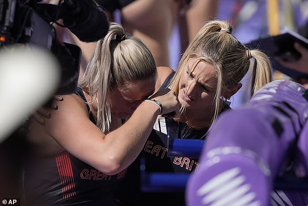 Teammate Holly Bradshaw (left) failed to clear 4.40m and therefore also missed the final