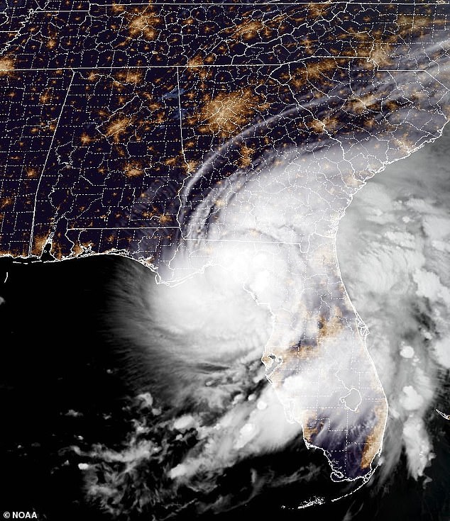 The Category 1 storm, moving at 80 mph, made landfall in Florida's Big Bend region Monday morning, leaving more than 220,000 homes in the region without power.