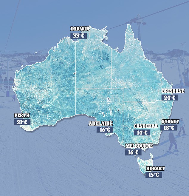 Bureau of Meteorology senior meteorologist Miriam Bradbury said temperatures in August were likely to be above average (pictured, Tuesday's weather forecast)