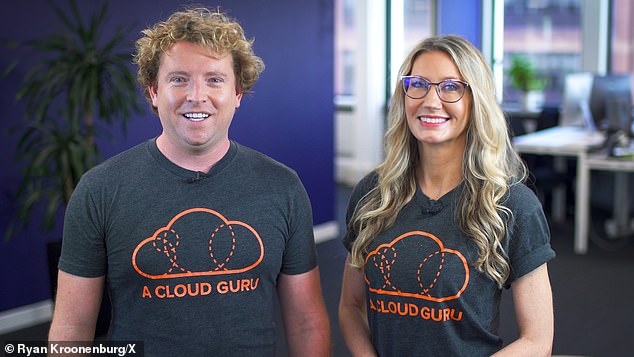 Mr. Kroonenburg co-founded an online education company called A Cloud Guru with his brother Ryan (left), eventually selling it in 2021 for $2 billion (A Cloud Guru instructor Faye Ellis, right)