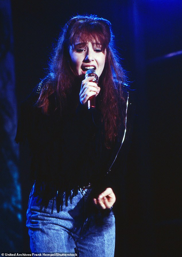 Tiffany shot to stardom after the release of Tommy James and the Shondell's I Think We're Alone Now, which topped the Billboard Hot 100 for two weeks (pictured 1985)