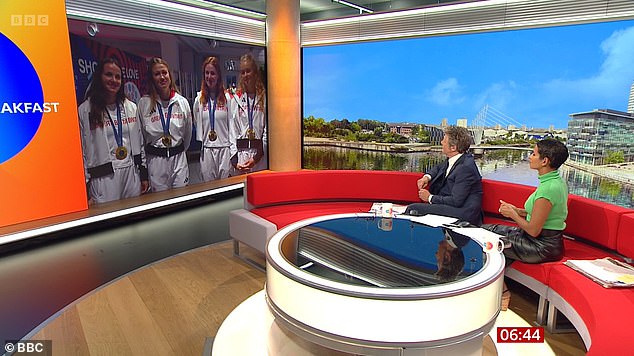 During the show, Naga and co-host Charlie Stayt spoke to Lauren Henry, Hannah Scott, Lola Anderson and Georgia Brayshaw - the British rowers who won gold in the women's quadruple sculls on Wednesday