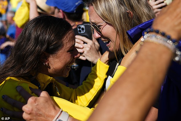 Fox celebrates winning the memorable gold medal in Paris with her supporters