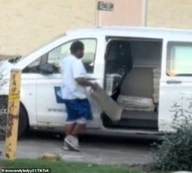 The alleged mailman then returned to his truck, where he picked up more mail to throw away